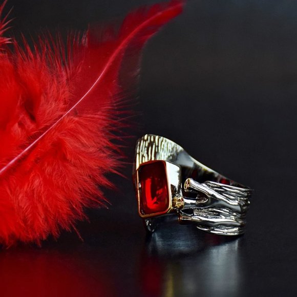 Gold Plated Red Personality Ring - Picture 9 of 17